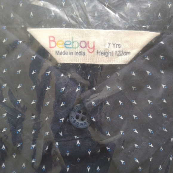 Navy Ditsy Dot Button-Up - boy Shirt - Picture 4 of 5